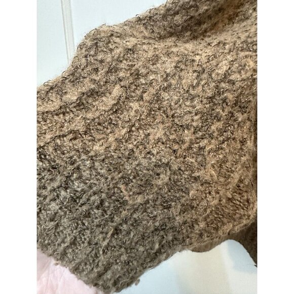 Free People Heavy Knit Chunky Sweater Cardigan Brown Sz S Oversized Big Buttons - Picture 8 of 8